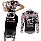 Kia Kaha Te Reo Maori Couples Matching Short Sleeve Bodycon Dress and Long Sleeve Button Shirt 50 Years Mo Ake Tonu Te Reo - Aussie Hoodie