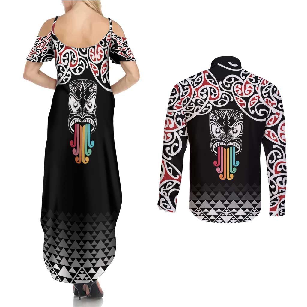 Kia Kaha Te Reo Maori Couples Matching Summer Maxi Dress and Long Sleeve Button Shirt 50 Years Mo Ake Tonu Te Reo - Aussie Hoodie