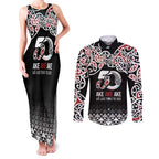Kia Kaha Te Reo Maori Couples Matching Tank Maxi Dress and Long Sleeve Button Shirt 50 Years Mo Ake Tonu Te Reo - Aussie Hoodie