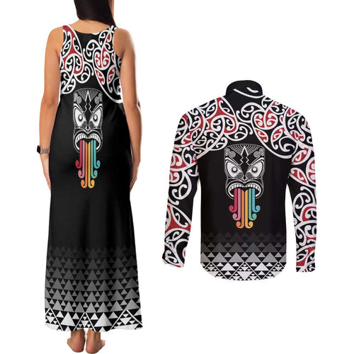 Kia Kaha Te Reo Maori Couples Matching Tank Maxi Dress and Long Sleeve Button Shirt 50 Years Mo Ake Tonu Te Reo - Aussie Hoodie