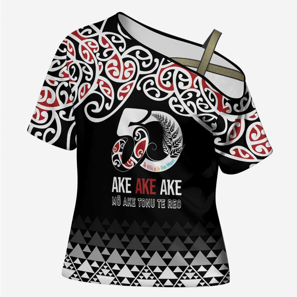 Kia Kaha Te Reo Maori Cross Shoulder Shirt 50 Years Mo Ake Tonu Te Reo - Aussie Hoodie