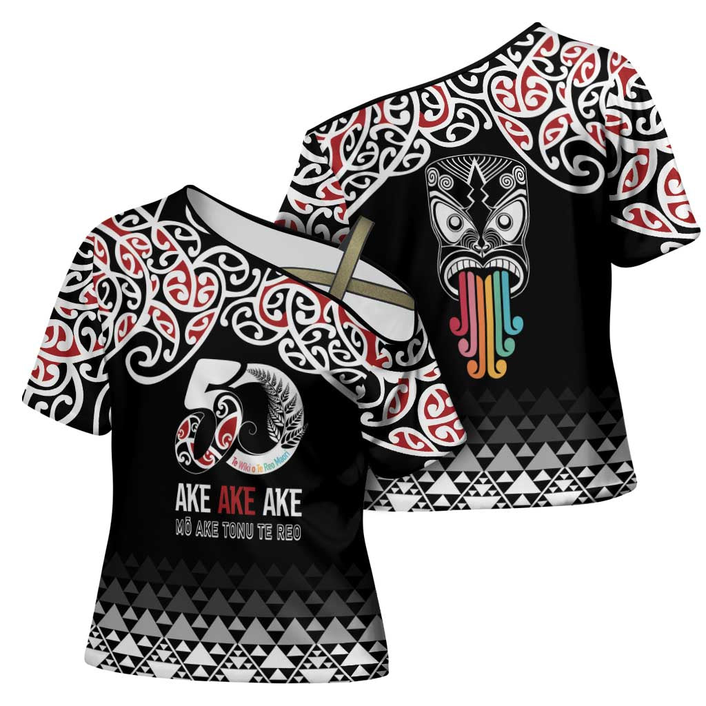 Kia Kaha Te Reo Maori Cross Shoulder Shirt 50 Years Mo Ake Tonu Te Reo - Aussie Hoodie