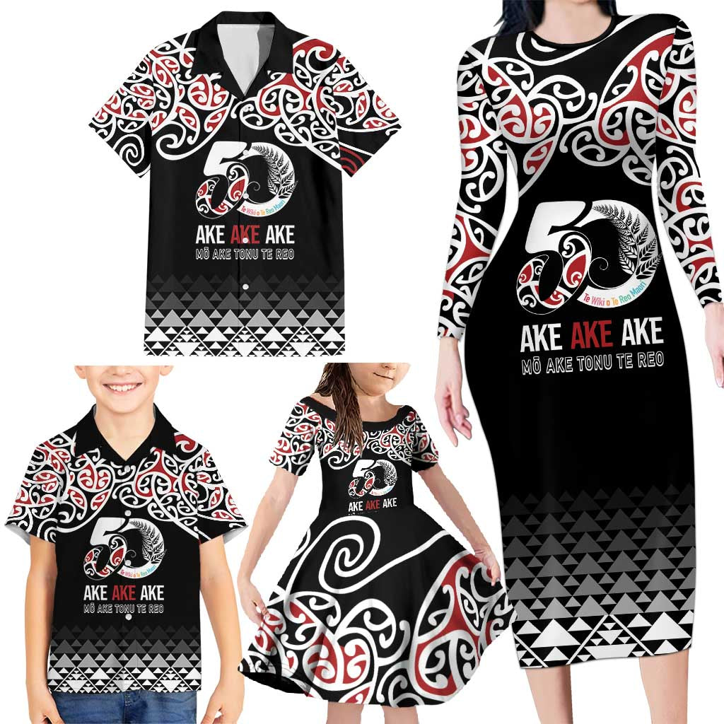 Kia Kaha Te Reo Maori Family Matching Long Sleeve Bodycon Dress and Hawaiian Shirt 50 Years Mo Ake Tonu Te Reo - Aussie Hoodie