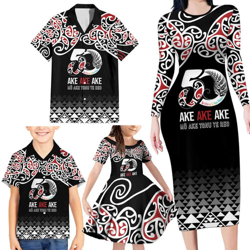 Kia Kaha Te Reo Maori Family Matching Long Sleeve Bodycon Dress and Hawaiian Shirt 50 Years Mo Ake Tonu Te Reo - Aussie Hoodie