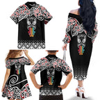 Kia Kaha Te Reo Maori Family Matching Off The Shoulder Long Sleeve Dress and Hawaiian Shirt 50 Years Mo Ake Tonu Te Reo - Aussie Hoodie