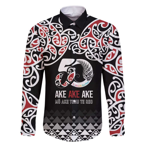 Kia Kaha Te Reo Maori Family Matching Off The Shoulder Long Sleeve Dress and Hawaiian Shirt 50 Years Mo Ake Tonu Te Reo - Aussie Hoodie