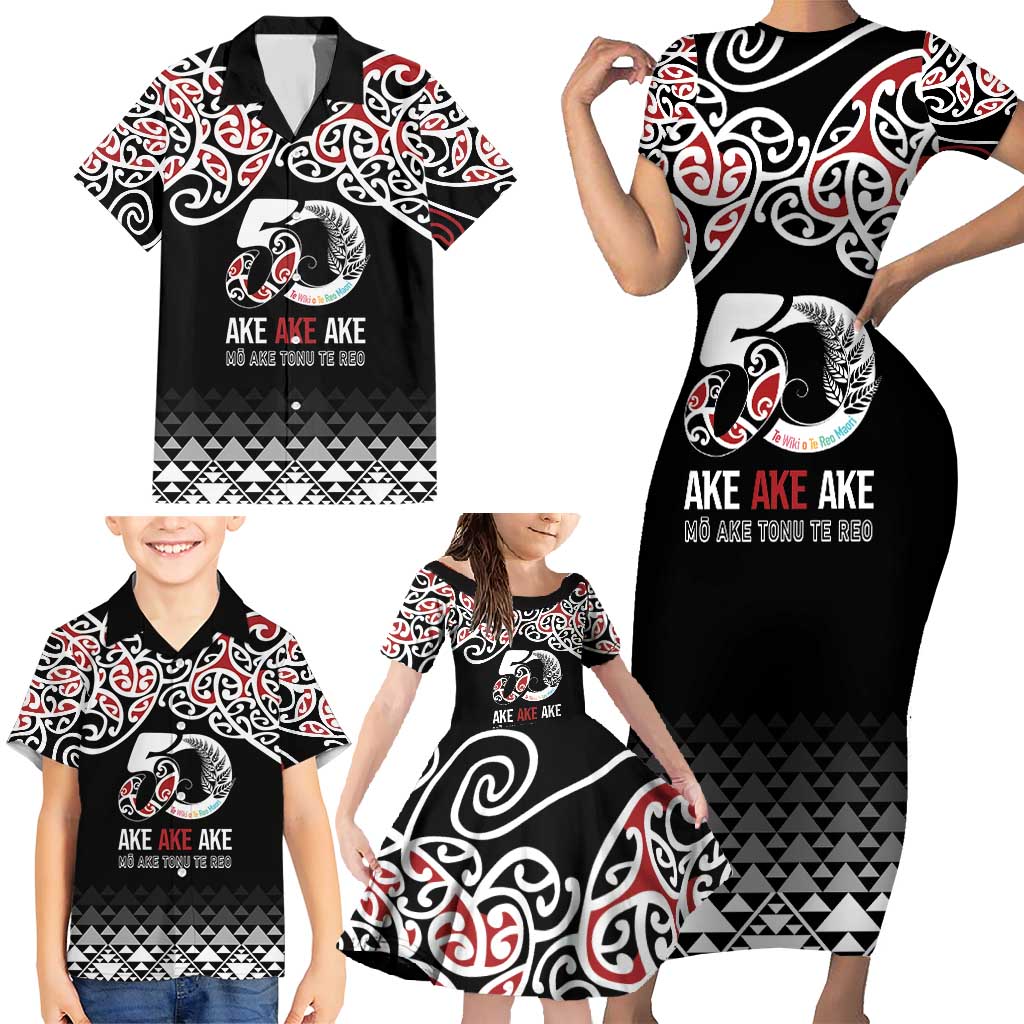 Kia Kaha Te Reo Maori Family Matching Short Sleeve Bodycon Dress and Hawaiian Shirt 50 Years Mo Ake Tonu Te Reo - Aussie Hoodie