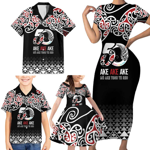 Kia Kaha Te Reo Maori Family Matching Short Sleeve Bodycon Dress and Hawaiian Shirt 50 Years Mo Ake Tonu Te Reo - Aussie Hoodie
