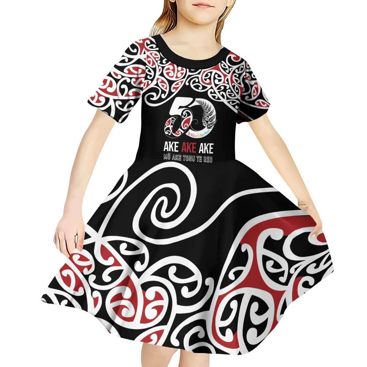 Kia Kaha Te Reo Maori Kid Short Sleeve Dress 50 Years Mo Ake Tonu Te Reo - Aussie Hoodie