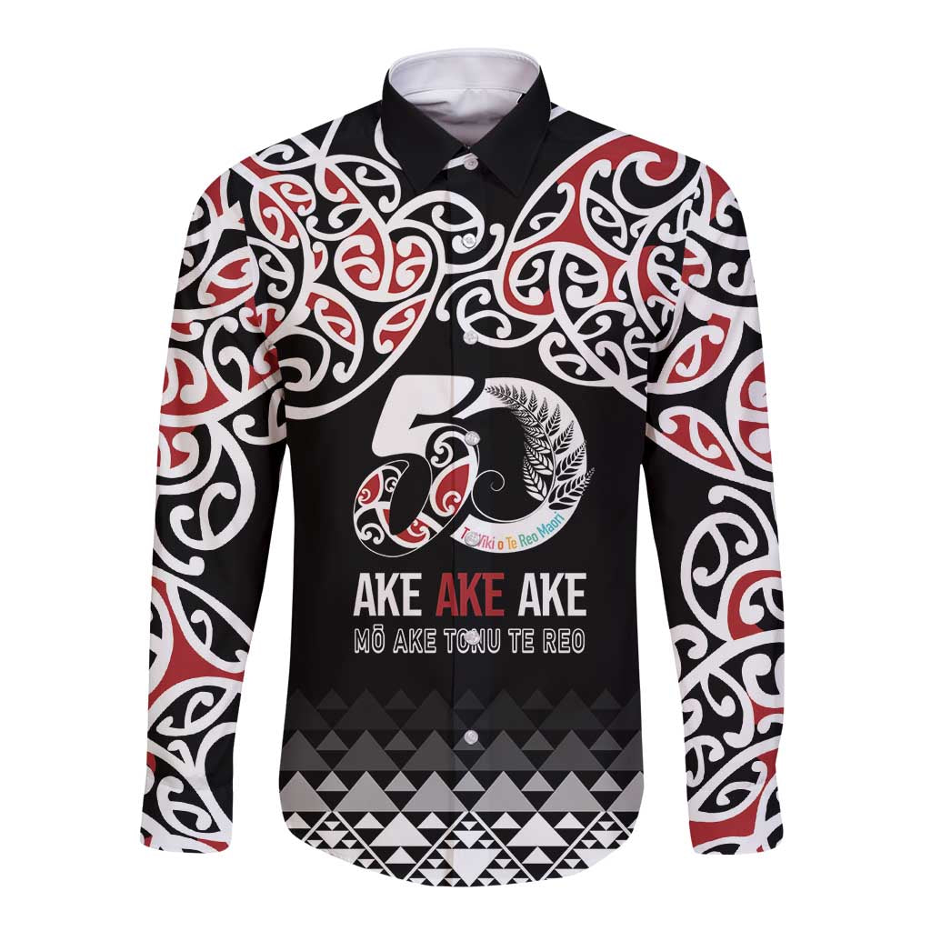 Kia Kaha Te Reo Maori Long Sleeve Button Shirt 50 Years Mo Ake Tonu Te Reo - Aussie Hoodie