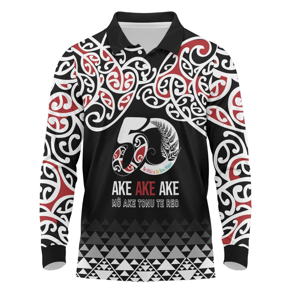 Kia Kaha Te Reo Maori Long Sleeve Polo Shirt 50 Years Mo Ake Tonu Te Reo - Aussie Hoodie