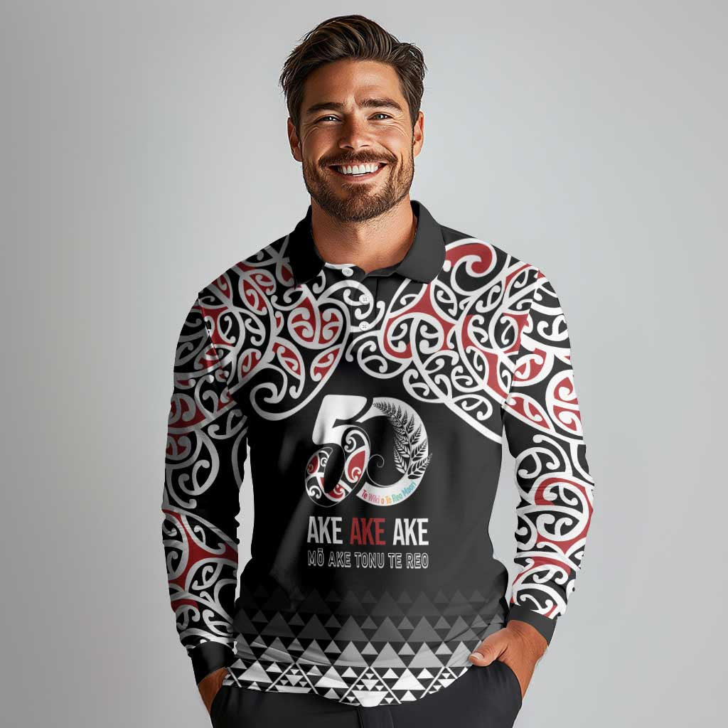 Kia Kaha Te Reo Maori Long Sleeve Polo Shirt 50 Years Mo Ake Tonu Te Reo - Aussie Hoodie