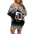 Kia Kaha Te Reo Maori Off Shoulder Short Dress 50 Years Mo Ake Tonu Te Reo - Aussie Hoodie