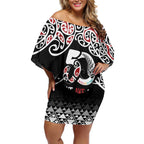 Kia Kaha Te Reo Maori Off Shoulder Short Dress 50 Years Mo Ake Tonu Te Reo - Aussie Hoodie