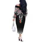 Kia Kaha Te Reo Maori Off The Shoulder Long Sleeve Dress 50 Years Mo Ake Tonu Te Reo - Aussie Hoodie