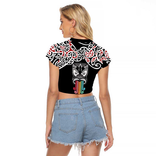 Kia Kaha Te Reo Maori Raglan Cropped T Shirt 50 Years Mo Ake Tonu Te Reo - Aussie Hoodie