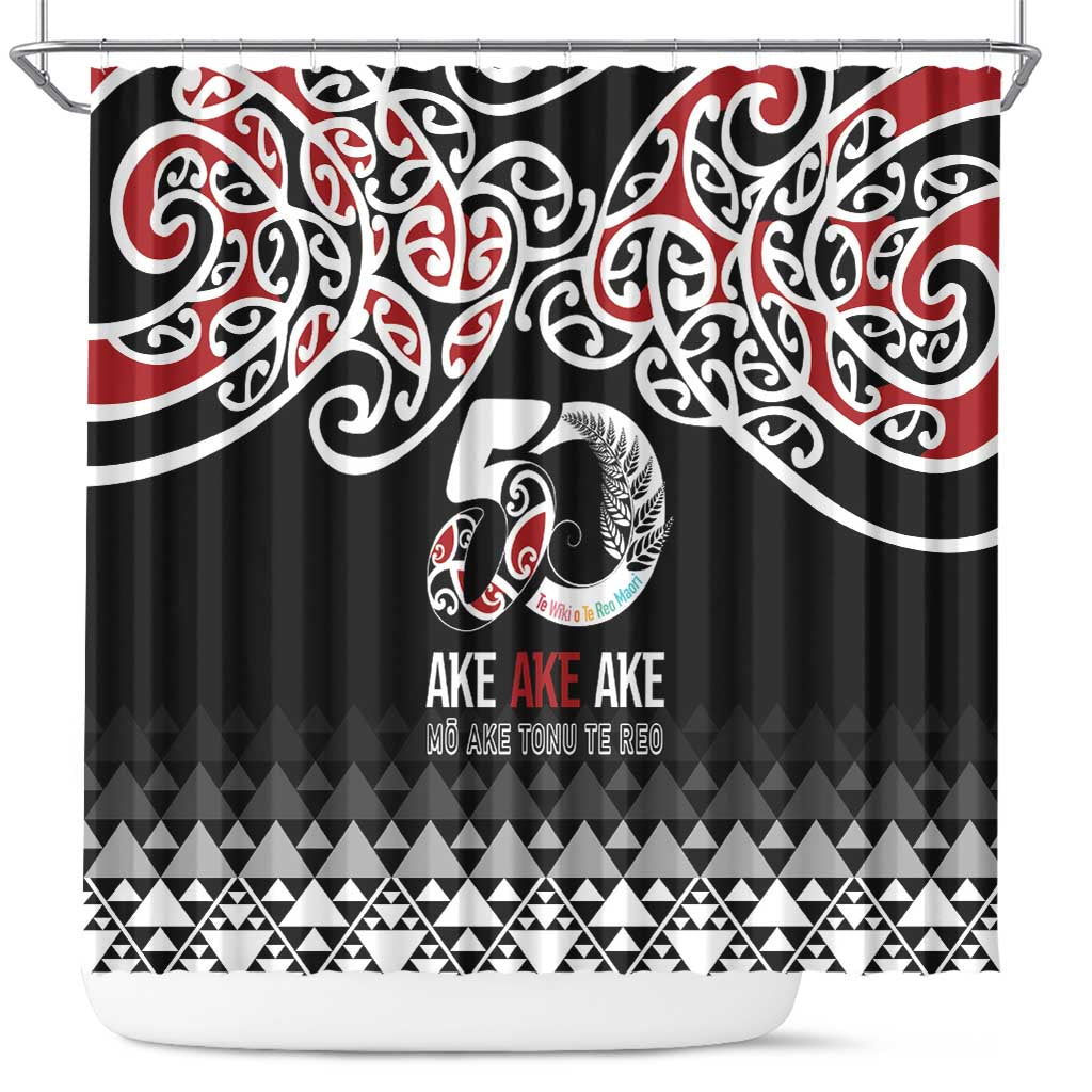 Kia Kaha Te Reo Maori Shower Curtain 50 Years Mo Ake Tonu Te Reo - Aussie Hoodie