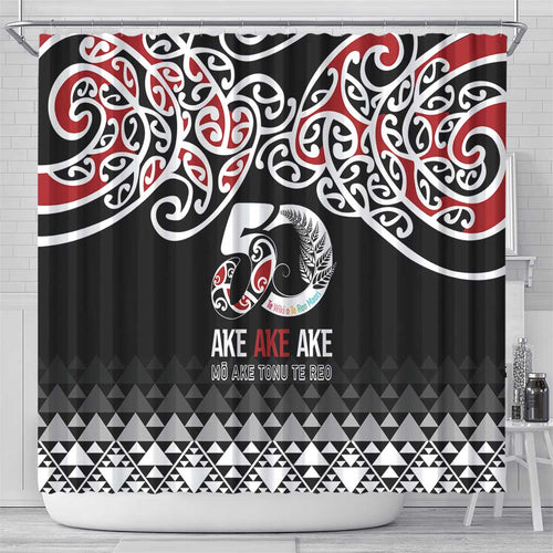 Kia Kaha Te Reo Maori Shower Curtain 50 Years Mo Ake Tonu Te Reo - Aussie Hoodie