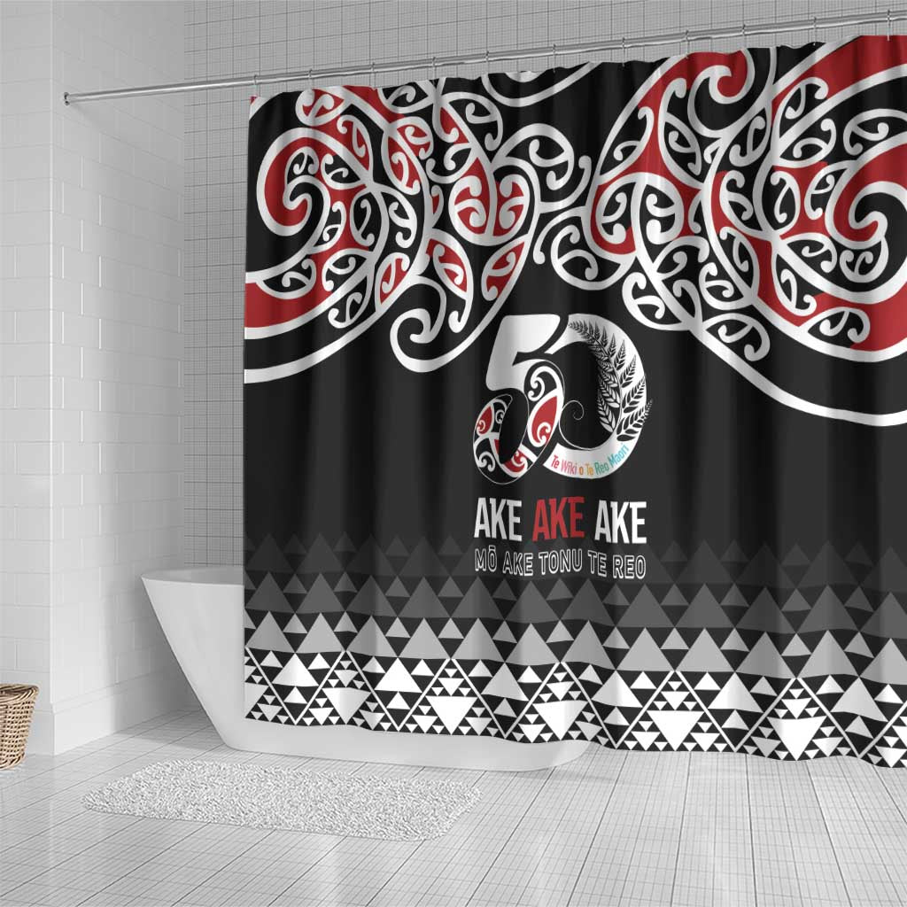 Kia Kaha Te Reo Maori Shower Curtain 50 Years Mo Ake Tonu Te Reo - Aussie Hoodie