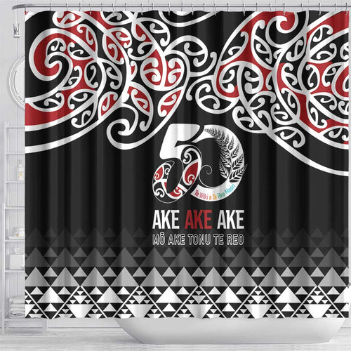 Kia Kaha Te Reo Maori Shower Curtain 50 Years Mo Ake Tonu Te Reo - Aussie Hoodie