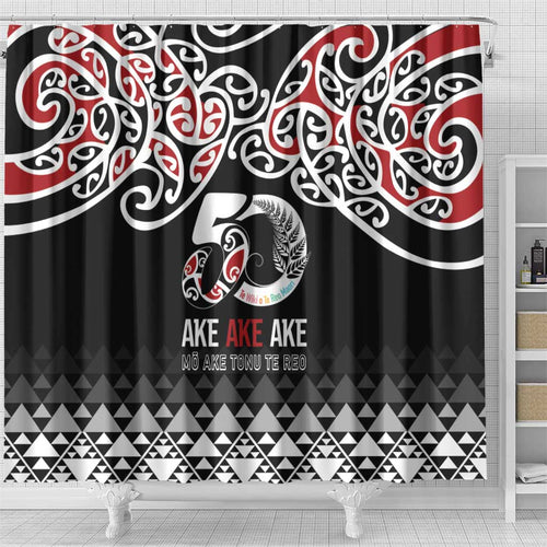Kia Kaha Te Reo Maori Shower Curtain 50 Years Mo Ake Tonu Te Reo - Aussie Hoodie