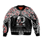 Kia Kaha Te Reo Maori Sleeve Zip Bomber Jacket 50 Years Mo Ake Tonu Te Reo - Aussie Hoodie