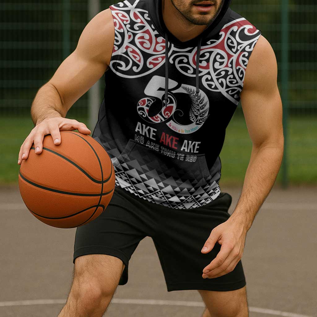 Kia Kaha Te Reo Maori Sleeveless Hoodie 50 Years Mo Ake Tonu Te Reo - Aussie Hoodie