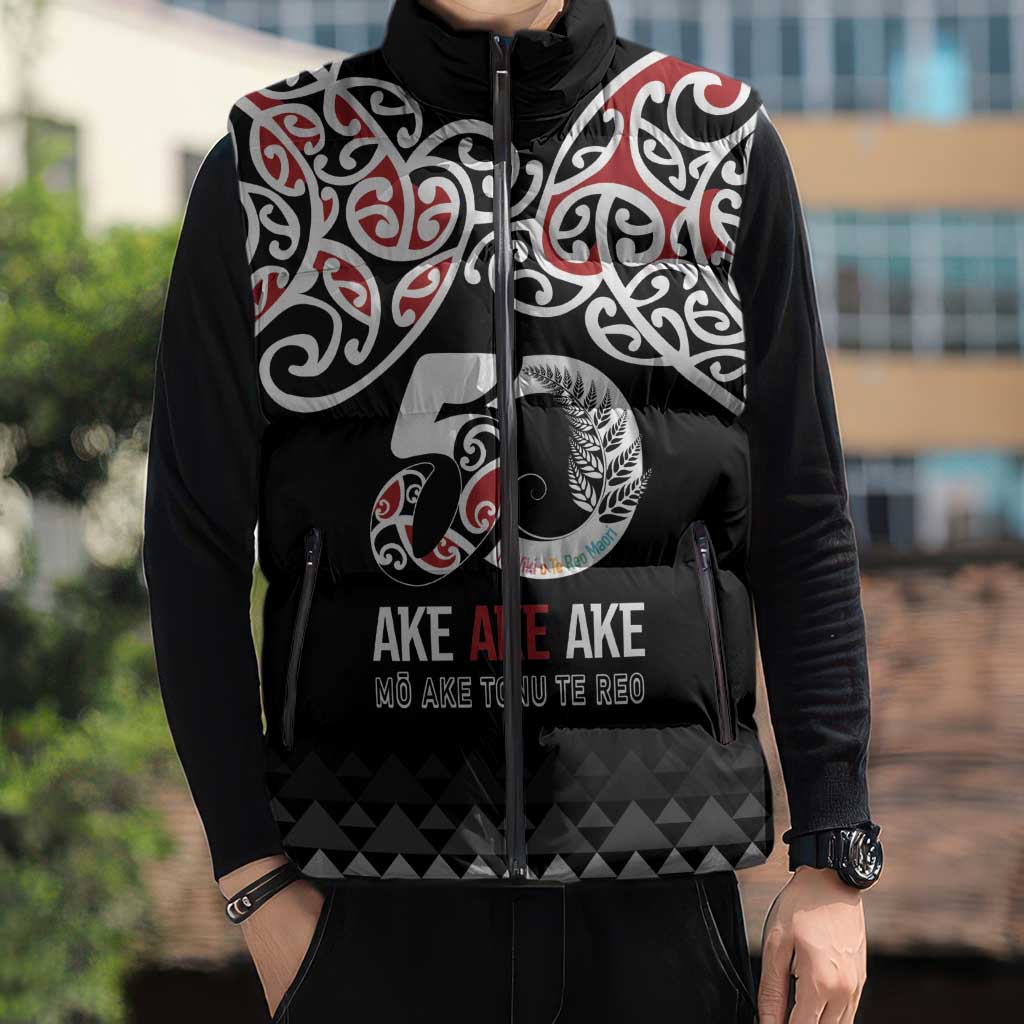 Kia Kaha Te Reo Maori Sleeveless Puffer Jacket 50 Years Mo Ake Tonu Te Reo - Aussie Hoodie