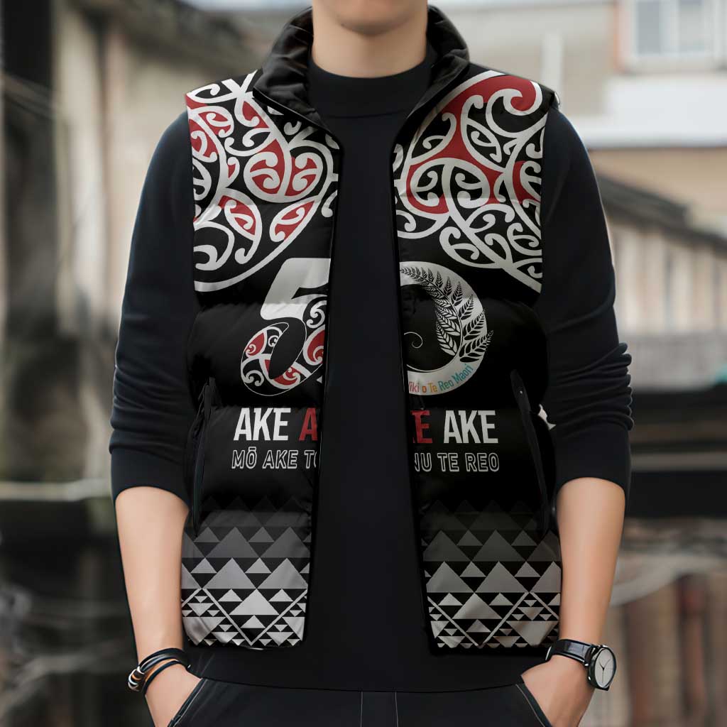 Kia Kaha Te Reo Maori Sleeveless Puffer Jacket 50 Years Mo Ake Tonu Te Reo - Aussie Hoodie