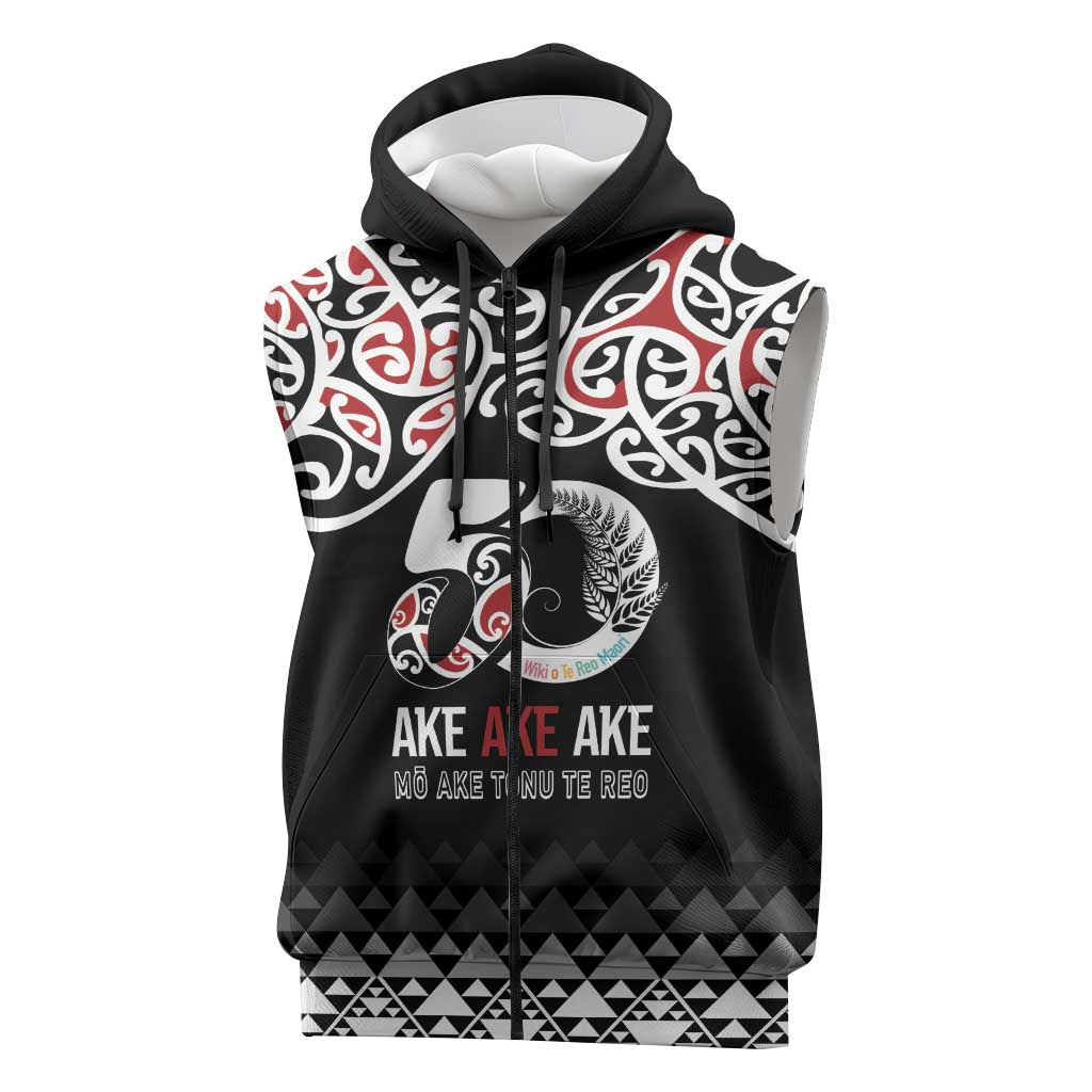 Kia Kaha Te Reo Maori Sleeveless Zip Hoodie 50 Years Mo Ake Tonu Te Reo LT7