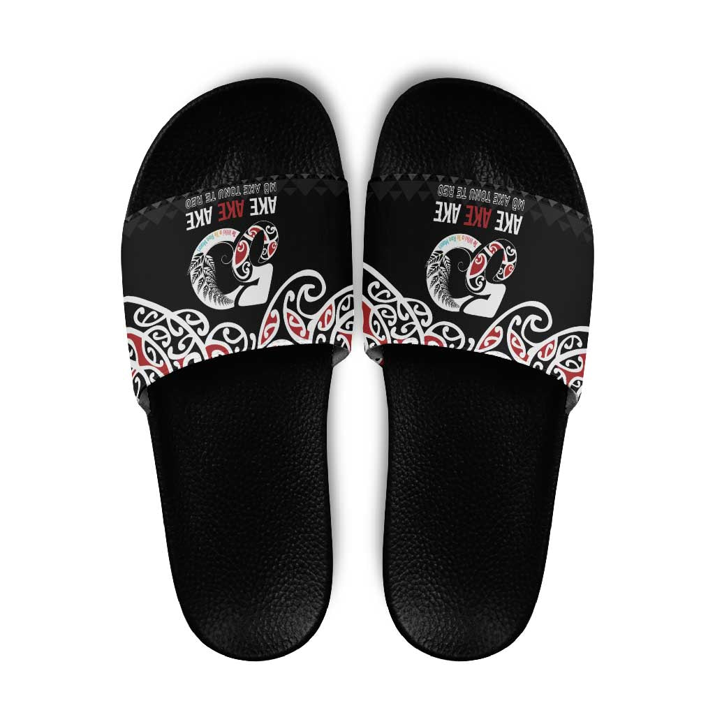 Kia Kaha Te Reo Maori Slide Sandals 50 Years Mo Ake Tonu Te Reo - Aussie Hoodie
