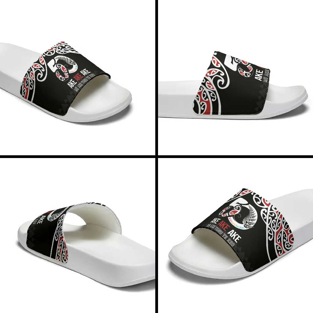 Kia Kaha Te Reo Maori Slide Sandals 50 Years Mo Ake Tonu Te Reo - Aussie Hoodie