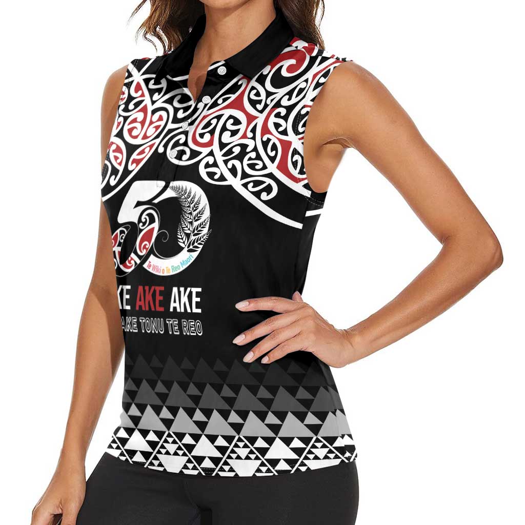 Kia Kaha Te Reo Maori Women Sleeveless Polo Shirt 50 Years Mo Ake Tonu Te Reo - Aussie Hoodie