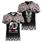 Kia Kaha Te Reo Maori Women V-Neck T-Shirt 50 Years Mo Ake Tonu Te Reo - Aussie Hoodie