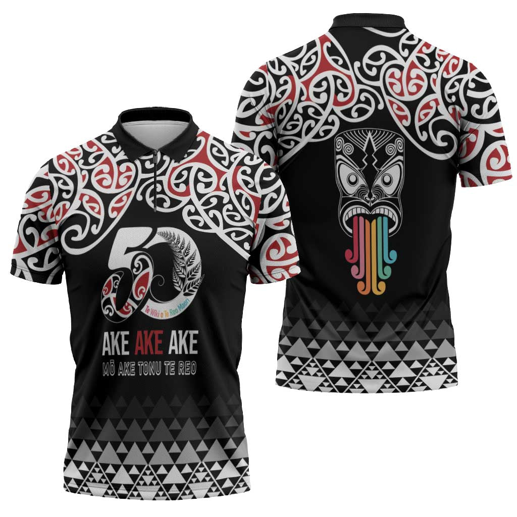Kia Kaha Te Reo Maori Zipper Polo Shirt 50 Years Mo Ake Tonu Te Reo - Aussie Hoodie