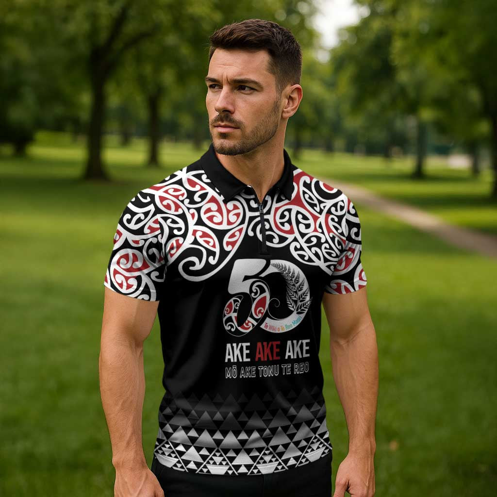 Kia Kaha Te Reo Maori Zipper Polo Shirt 50 Years Mo Ake Tonu Te Reo - Aussie Hoodie
