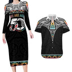 50 Years Kia Kaha Te Reo Maori Couples Matching Long Sleeve Bodycon Dress and Hawaiian Shirt Ake Ake Ake! - Aussie Hoodie