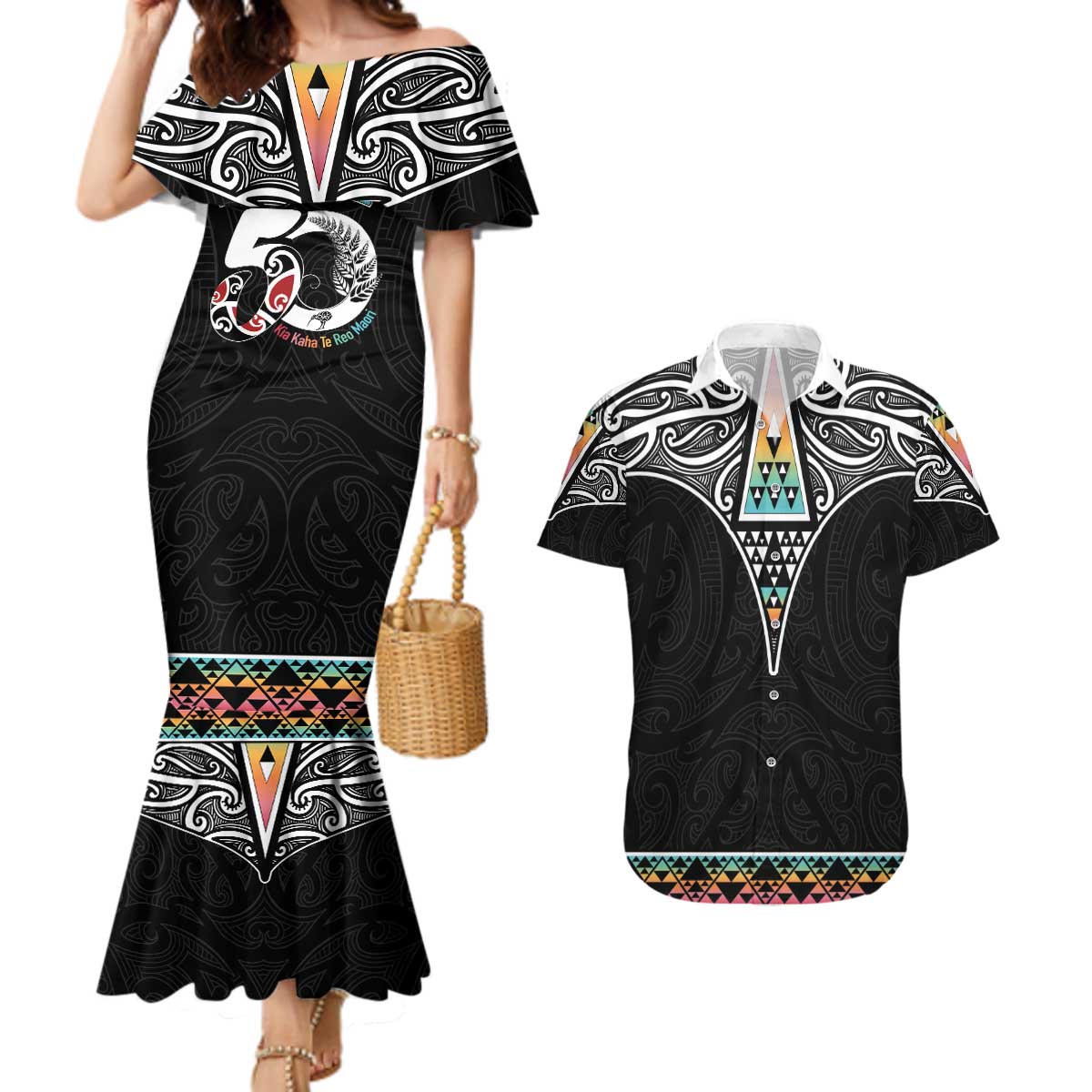 50 Years Kia Kaha Te Reo Maori Couples Matching Mermaid Dress and Hawaiian Shirt Ake Ake Ake! - Aussie Hoodie