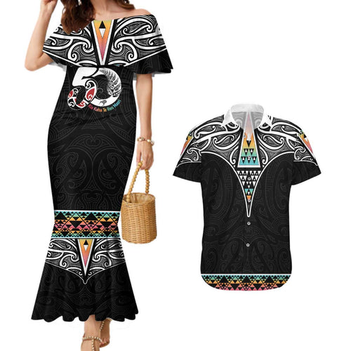 50 Years Kia Kaha Te Reo Maori Couples Matching Mermaid Dress and Hawaiian Shirt Ake Ake Ake! - Aussie Hoodie