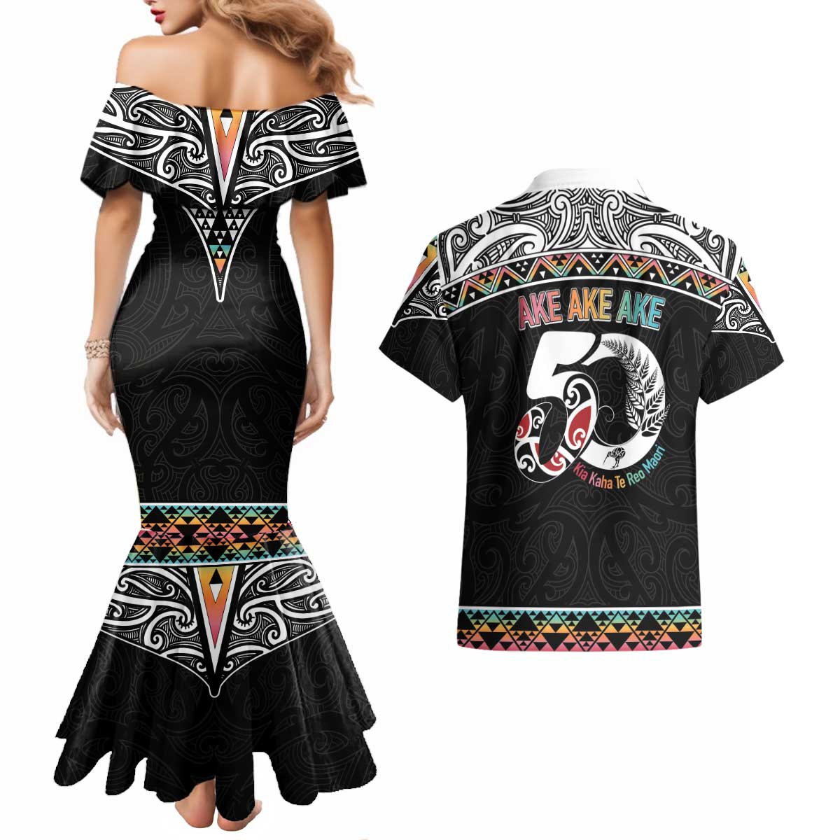 50 Years Kia Kaha Te Reo Maori Couples Matching Mermaid Dress and Hawaiian Shirt Ake Ake Ake! - Aussie Hoodie