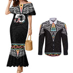 50 Years Kia Kaha Te Reo Maori Couples Matching Mermaid Dress and Long Sleeve Button Shirt Ake Ake Ake! - Aussie Hoodie