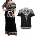 50 Years Kia Kaha Te Reo Maori Couples Matching Off Shoulder Maxi Dress and Hawaiian Shirt Ake Ake Ake! - Aussie Hoodie