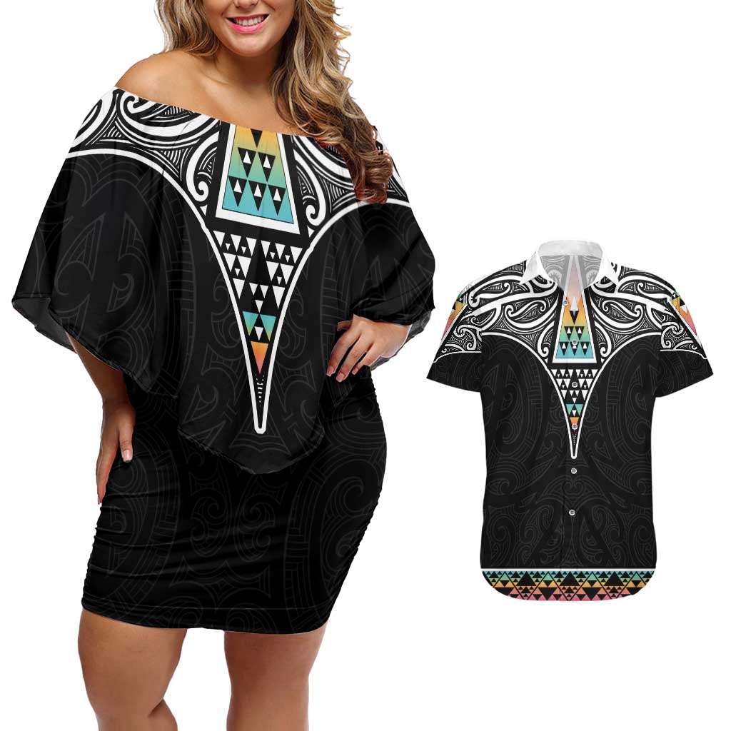 50 Years Kia Kaha Te Reo Maori Couples Matching Off Shoulder Short Dress and Hawaiian Shirt Ake Ake Ake! - Aussie Hoodie