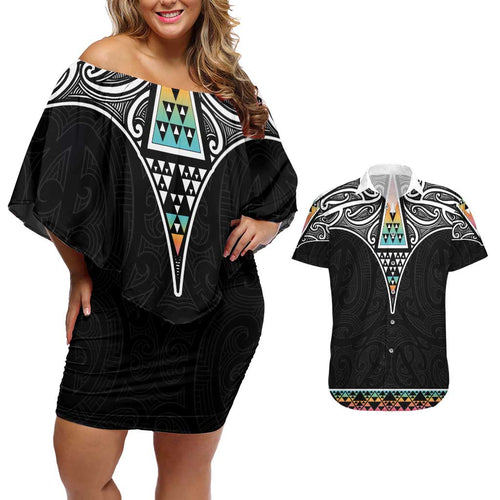50 Years Kia Kaha Te Reo Maori Couples Matching Off Shoulder Short Dress and Hawaiian Shirt Ake Ake Ake! - Aussie Hoodie