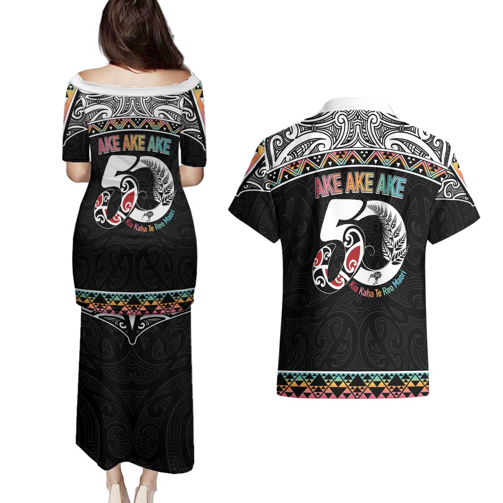 50 Years Kia Kaha Te Reo Maori Couples Matching Puletasi and Hawaiian Shirt Ake Ake Ake! - Aussie Hoodie