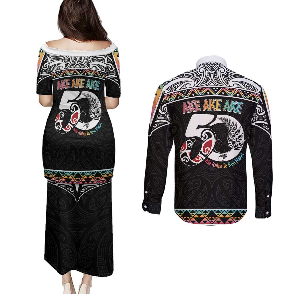 50 Years Kia Kaha Te Reo Maori Couples Matching Puletasi and Long Sleeve Button Shirt Ake Ake Ake! - Aussie Hoodie