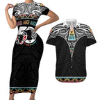 50 Years Kia Kaha Te Reo Maori Couples Matching Short Sleeve Bodycon Dress and Hawaiian Shirt Ake Ake Ake! - Aussie Hoodie