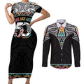 50 Years Kia Kaha Te Reo Maori Couples Matching Short Sleeve Bodycon Dress and Long Sleeve Button Shirt Ake Ake Ake! - Aussie Hoodie
