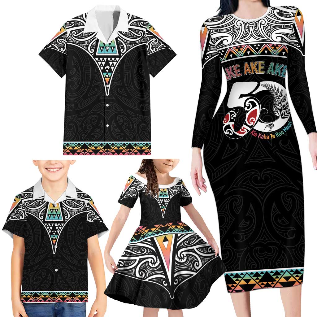50 Years Kia Kaha Te Reo Maori Family Matching Long Sleeve Bodycon Dress and Hawaiian Shirt Ake Ake Ake! - Aussie Hoodie