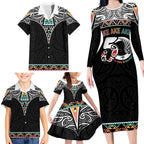 50 Years Kia Kaha Te Reo Maori Family Matching Long Sleeve Bodycon Dress and Hawaiian Shirt Ake Ake Ake! - Aussie Hoodie